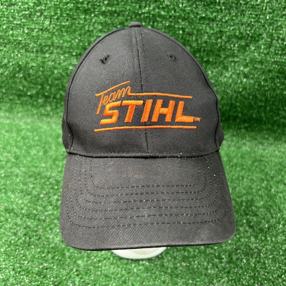 Team STIHL Outfitters Power Tools Baseball Hat Cap Black Orange Logo Adjustable - Picture 1 of 6
